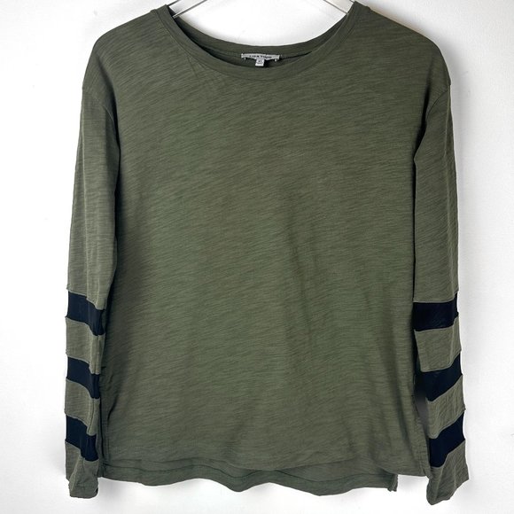 Lisa Todd Mesh Fest T-Shirt Long Sleeve 100% Cotton Mesh Striping Green Size XS - Picture 1 of 6